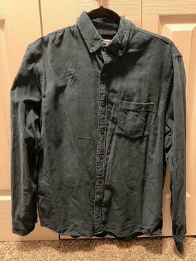 Express Men's Long-Sleeve Button-Down Shirt - Dark Teal Corduroy